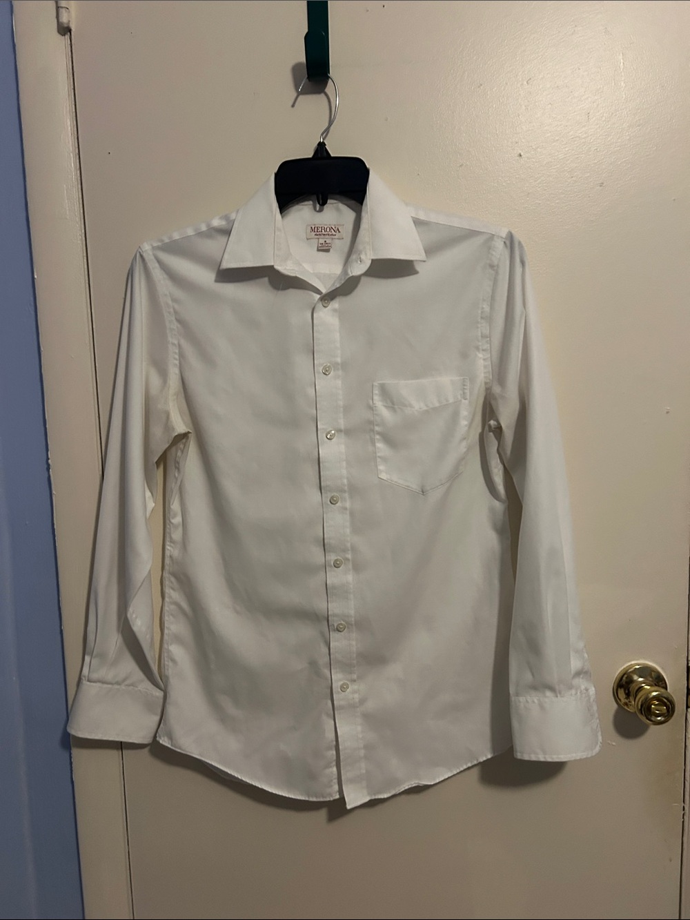 Merona S 14-14 1/2 White Long Sleeve Men's Dress Shirt